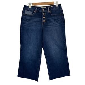 Logo by Lori Goldstein Jeans Women 10 Petite‎ Blue Denim Wide Leg Crop Raw Hem